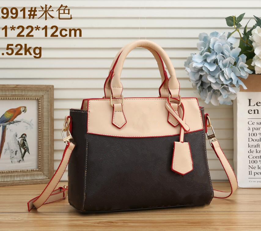

Top Qualit New wallet Fashion Bag Pu Leather Brown flower Handbags Women Shoulder Bags Handbag Lady Tote Messenger 7991#31*22*12cm, White