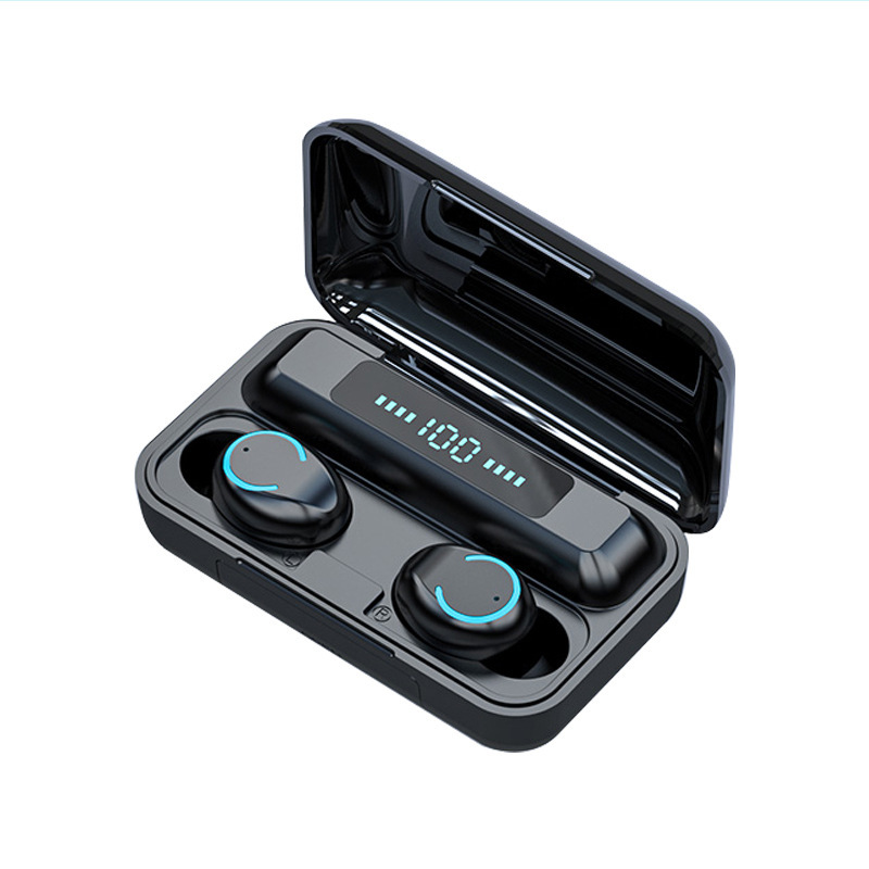 

F9-9 Mini Stereo Bass Sports Headphones TWS Bluetooth 5.0 Music Noise Cancelling In-ear Waterproof Wireless Earbuds Earphones With LED Digital Display Charging Box, Pink