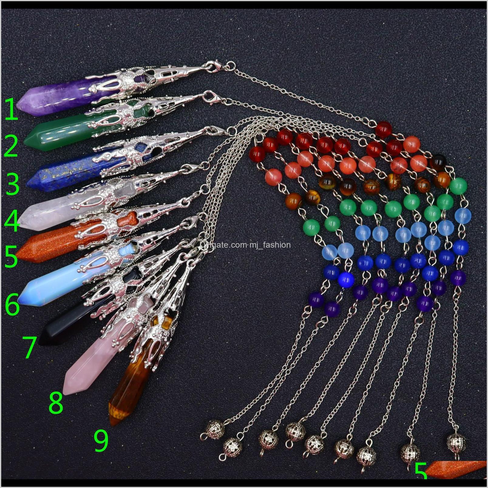 

& Pendants Jewelry Drop Delivery 2021 Hexagonal Chakra Crystal Gemstone Pendant Pointed Quartz Stone Chain Necklaces P0Kgc
