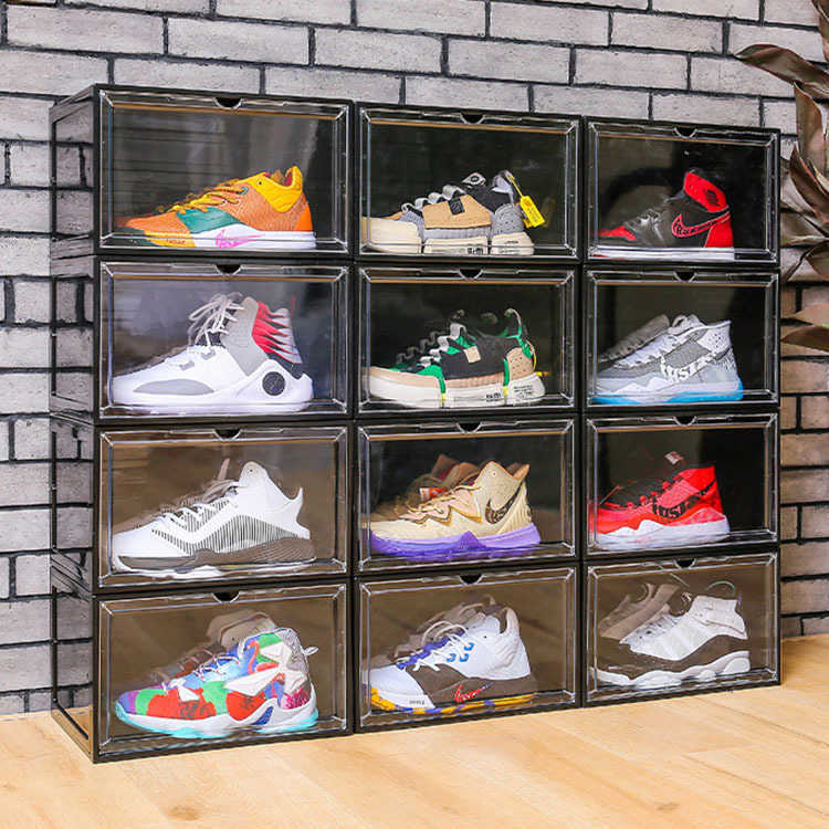 

Plastic Transparent Stackable Shoe Box Cabinet Storage Container For Sneaker Slippers Canvas Q0901