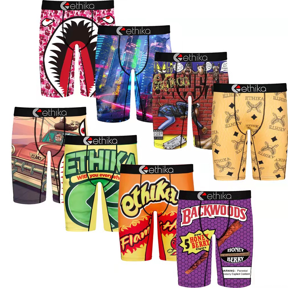 Maillots de bain Ethika Slips Unisexe Boxer Boxer Shorts Breif Sports Sports Hip-Hop Rock Consumer Sous-vêtement Skateboard Street Stretch S-XL (