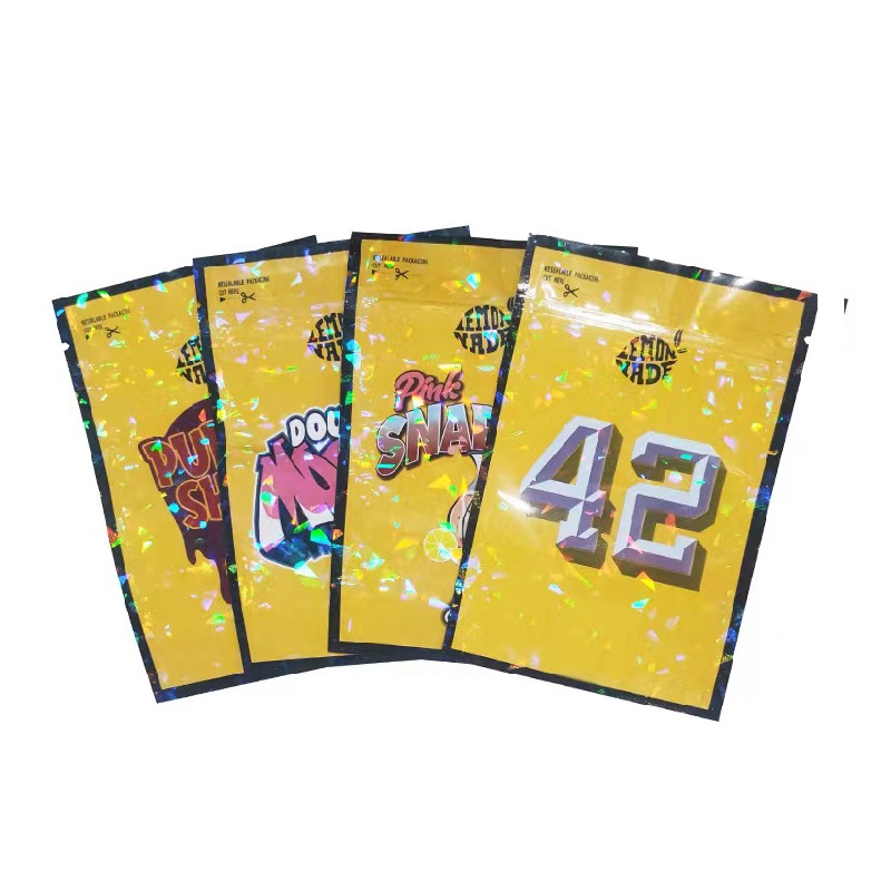 

custom print mylar bag zipper smell proof mylar bags amonage gummes edibles baggie lemonade 42 pink snapple purple sherb cbd edible package