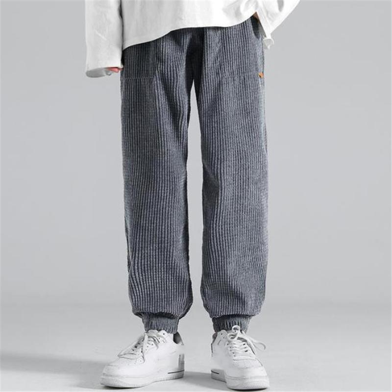 

Men's Pants Corduroy Men Fashion Warm Trousers Outdoor Casual Sweatpants Male Solid High Street Sport Plus Size, Black