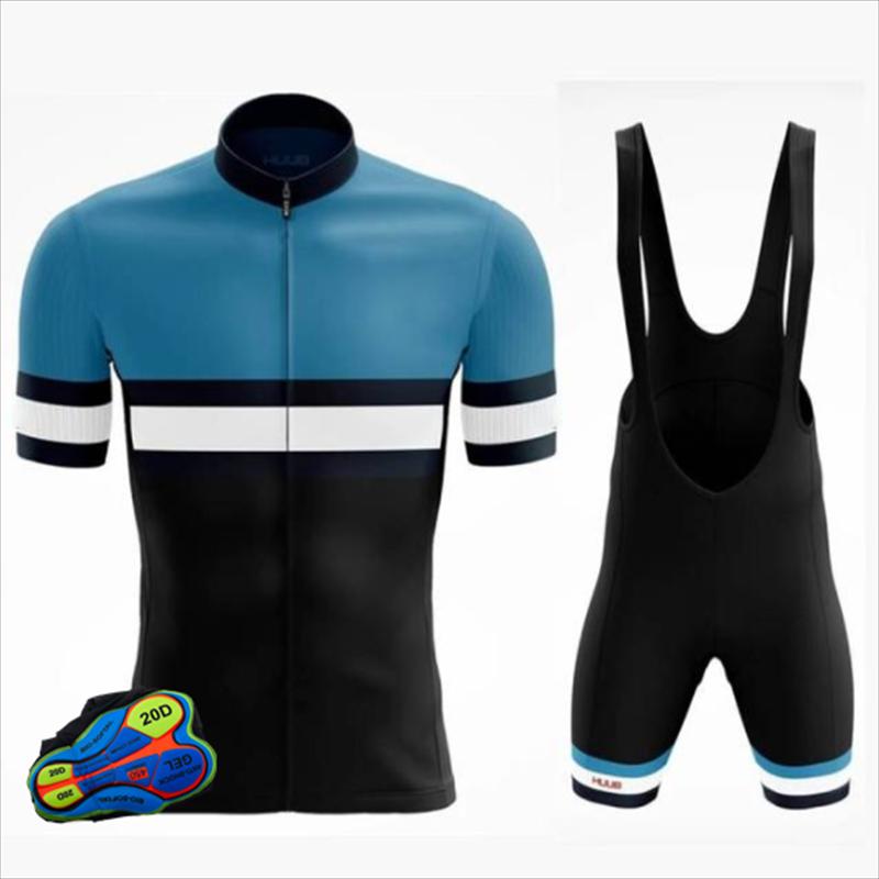 

Racing Sets Men Bike Jersey Rompers Professionally Ventilation Athletic Wear Bicycle Sport Suit Short Sleeve High Elasticity, Black;blue