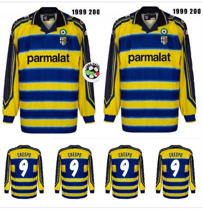 

Long sleeve retro PARMA SOCCER Jersey 1999 2000 CRESPO ORTEGA BUFFON THURAM Thailand Quality Football Shirt vintage CAMISETA futbol camis, Black;yellow