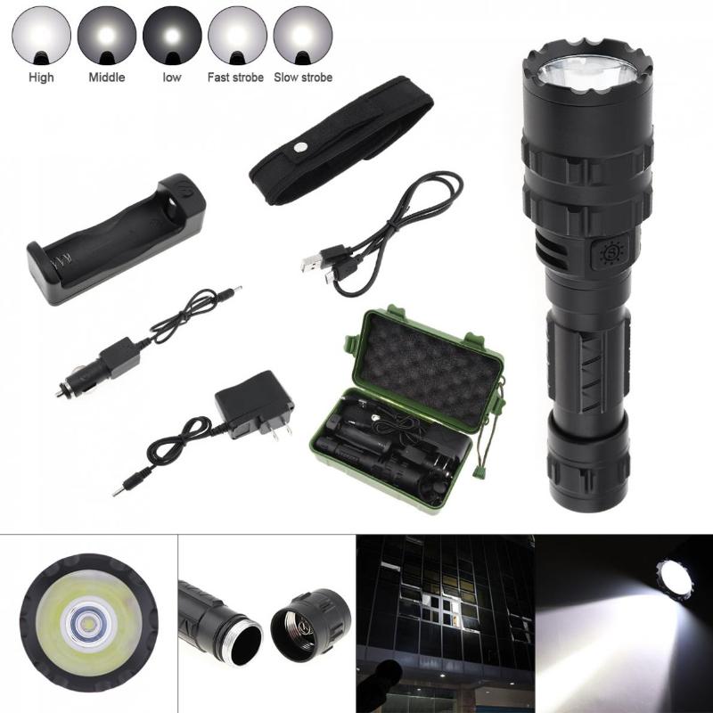 

Torch Set Ultra Bright USB Rechargeable Waterproof Scout Light Hunting 5 Modes By 1 X18650 Battery Flashlights Torches