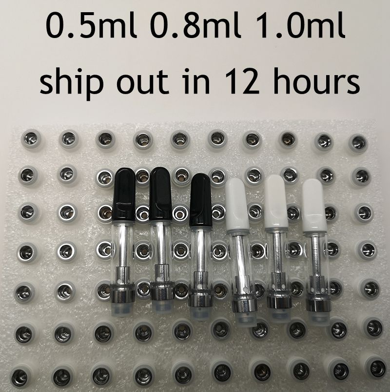 

0.5ml 0.8ml 1.0ml Ceramic Carts Glass Tank Atomizer Empty Disposable Vaporizer Pens 510 Thread Vape Cartridge Foam Tray Packaging OEM Available