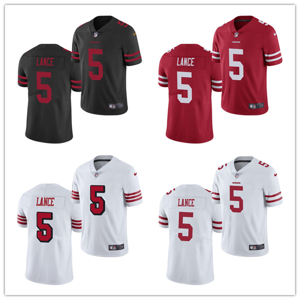 

Trey Lance SanFrancisco49ersMEN WOMEN YOUTH 2021 Draft Color Rush Limited Jersey, Black;red