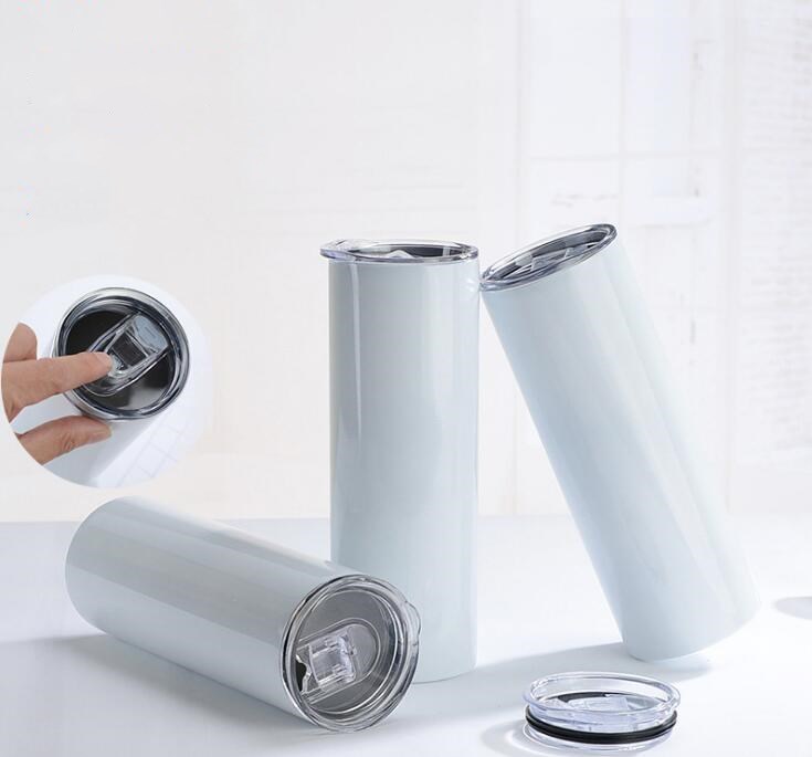 

20oz Sublimation Skinny Tumblers Straight Tapered blank white skinny tumbler with lid straw rubber bottom 20 oz Stainless steel vacuum insulated sippy cups, Straw/rubber bottom must order with cup
