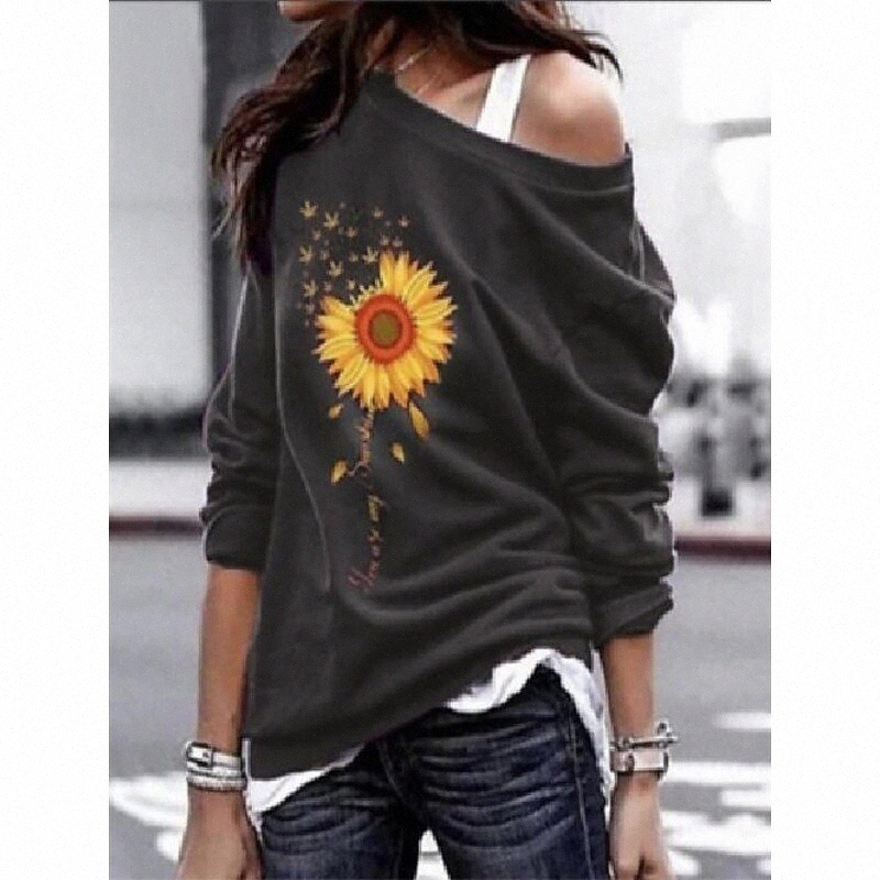 yoins grey floral print one shoulder long sleeves sweatshirt s3yq#-image-756011256