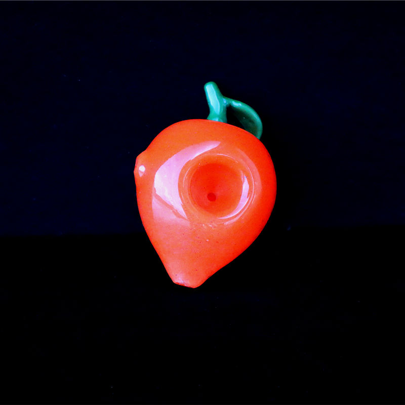 

9cm/8cm Two size mini peach shaped fruit themed glass hand pipe for smoking