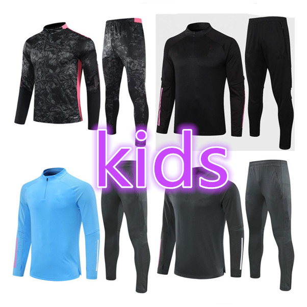 

2021 Real Madrid kids kit tracksuit soccer jogging mbappe FootballTraining training suit jacket