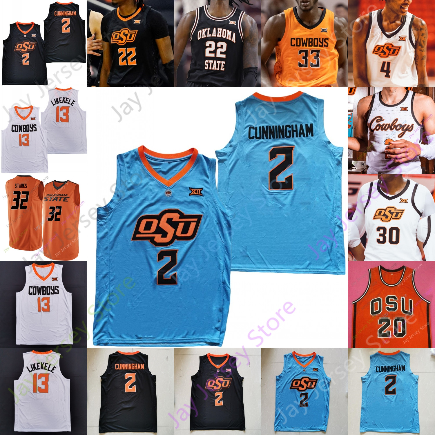 

Oklahoma State OSU Basketball Jersey NCAA College Isaac Likekele Keylan Kalib Boone Avery Anderson III Cade Cunningham Bryce Thompson Moussa Cisse Williams, White i