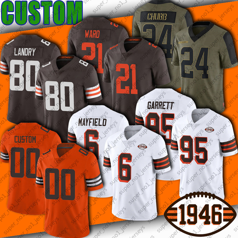 

Brown 6 Baker Mayfield 24 Nick Chubb 95 Myles Garrett Jersey Clevelands Owusu-Koramoah Kareem Hunt Jarvis Landry Jerseys Peoples-Jones Denzel Ward Sione Takitaki, +patch man custom jersey (bl)