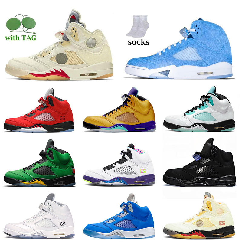 

Authentic 5s High Quality Jumpman 5 men Basketball Shoes Hot Island Green White Sail Light Aqua UNC Fire International Red suede Trophy Room Designer Sneaker Trainer, U0140-47