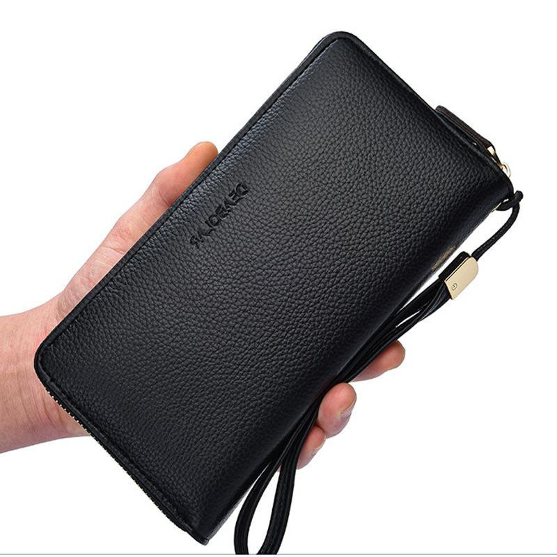 

Wallets Men Clutch Bag Large Capacity Male Leather Cell Phone Pocket High Quality Multifunction Wallet For, Black
