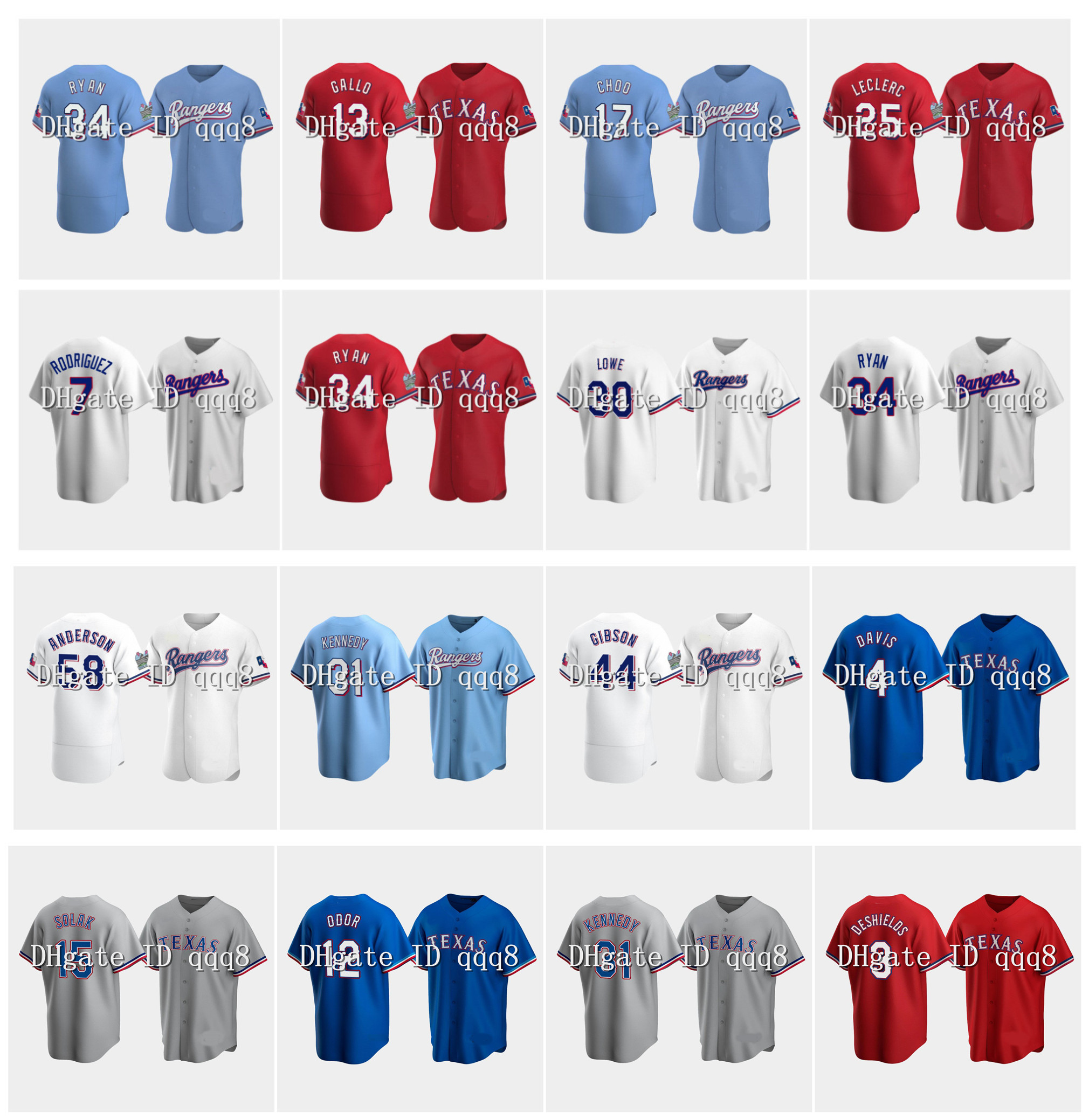 

Texas Nolan Ryan Jersey Ranger Ivan Rodriguez Joey Gallo Khris Davis Shin-Soo Choo Jose Leclerc Nick Solak Nate Lowe Leody Taveras Ian Kennedy Michael Young Baseball, Men