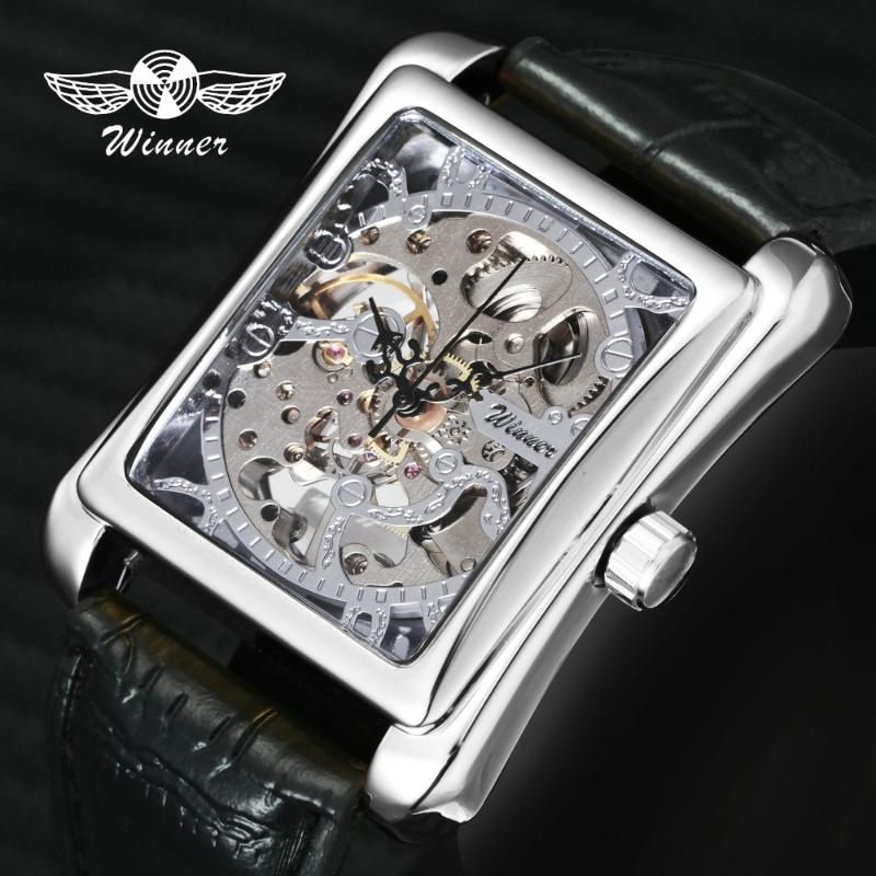 

Official Sports Watches Mechanical Watch Men Skeleton Dial Leather Strap Unisex Wristwatch Reloj Hombre 2021 Wristwatches, Silver