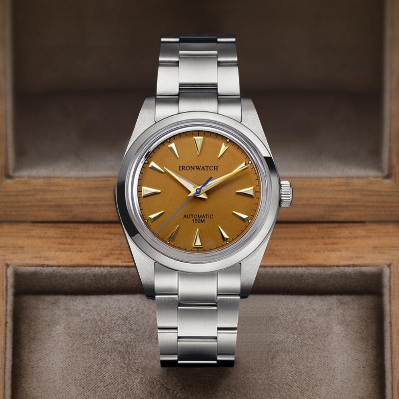 

Wristwatches IRONWATCH Vintage Style 36mm Wrist Watch Miyota 9015 Automatic Mechanical Sapphire Glass BGW-9 Super Luminous 200M Waterproof, White