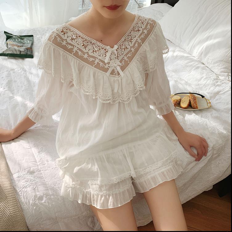 

summer v neck lolita women sleepwear pajama sets ruffle shorts.vintage girls pyjamas set.victorian loungewear, Black;red
