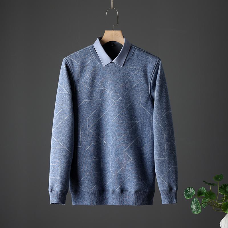 

Men's Sweaters High-end Male Clothing Autumn Winter Fashion Business Shirt Collar Soft Sweater Men Warm Thick Inside Velvet 4xl, White;black