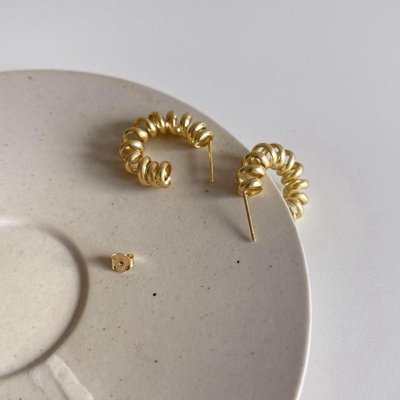 

Stud Silvology Real 925 Sterling Silver Spring Spiral Earrings For Women Western Style Minimalist Thick Office Jewelry