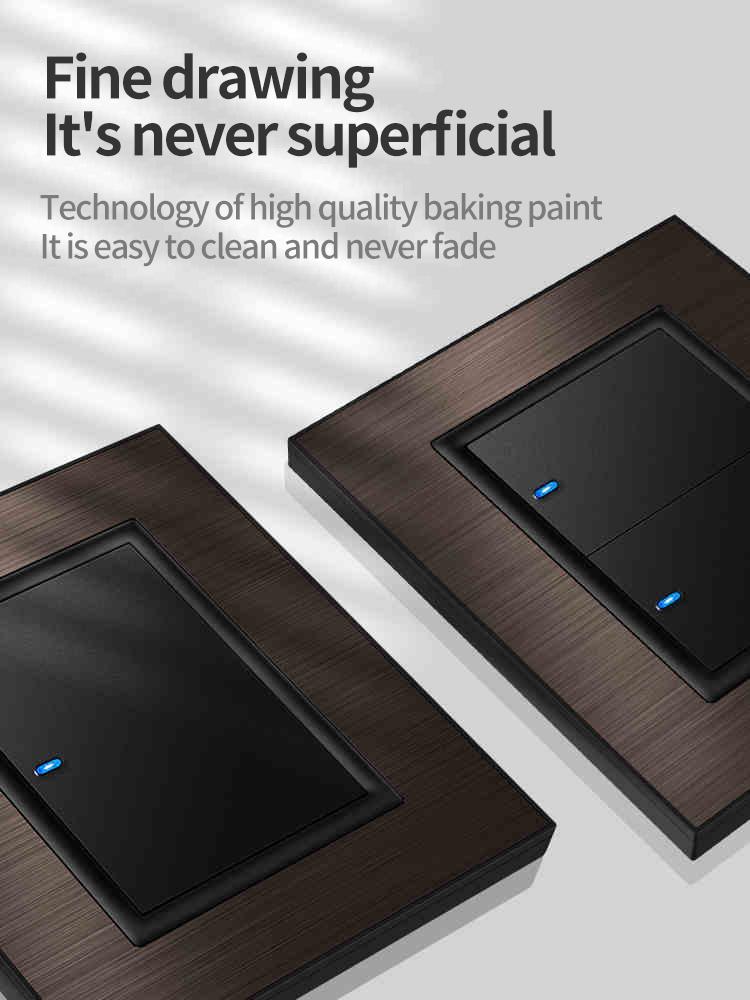 

Smart Home Control KAMANNI Household 86 Type Wall Switch Socket Stainless Steel Wire Drawing Light With Reset Button On/Off