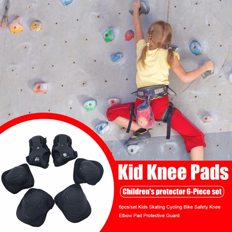 

6pcs/Set Kids Roller-skating Protective Equipment Boys Girls Skate Cycling Bike Safety Knee Elbow Pad Guard Set & Pads, Black;gray