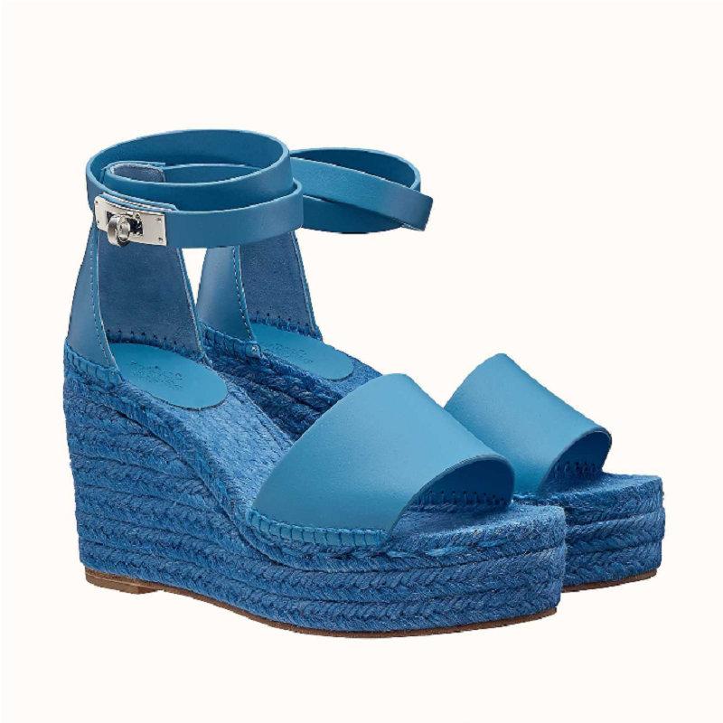 

Dress Shoes Gladiator Platform Sandals Summer Women Fashion Wedges High Heels Retro Weave, Blue