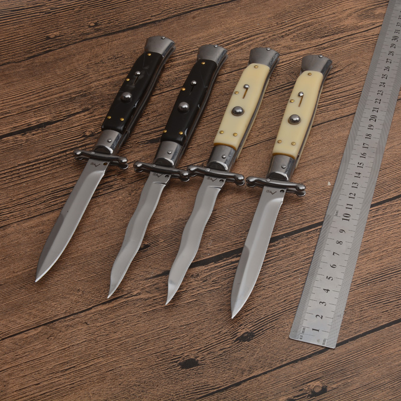 

High-end Tactical Folding Knife 10 Inch Italian AB Mafia Stiletto Horizontal Knives D2 Blade C81 EDC Tools