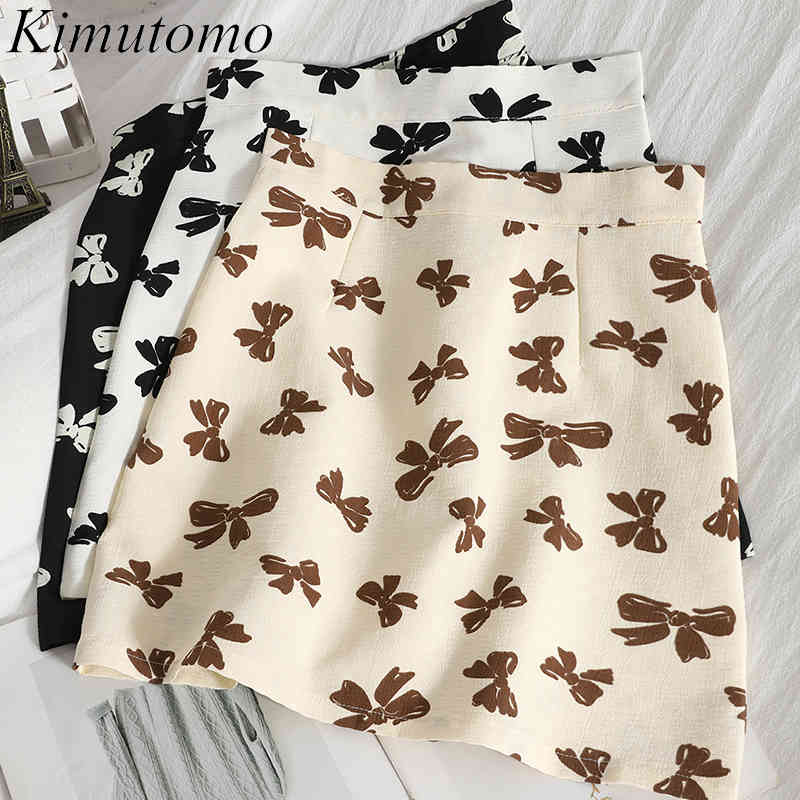 

Kimutomo Elegant Print Skirt Women Fashion Summer Korean High Waist All Matching Mini Skirts Female Outwear Casual 210521, Black floral