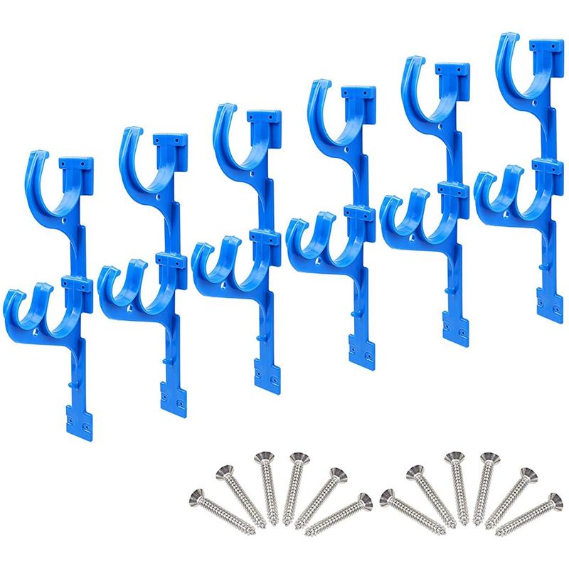 

Hooks & Rails Pool Pole Hanger Plastic Holder Set Swimming With Screws Perfect For Garden Tools Telescoping Poles