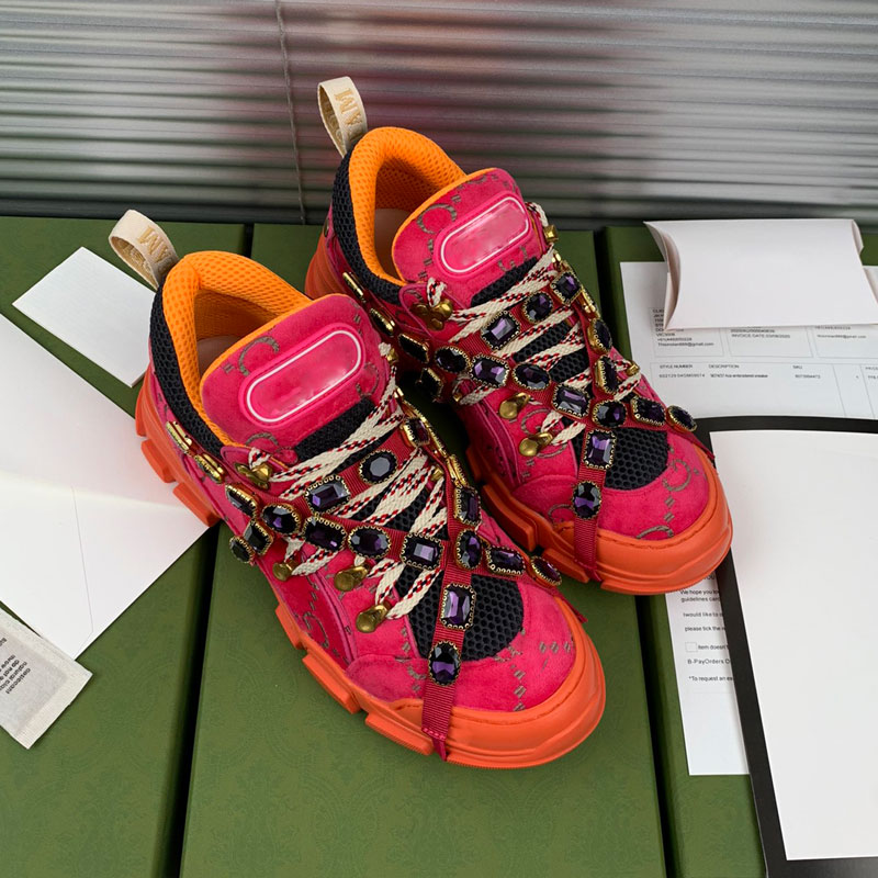 

Women's detachable crystal casual shoes designer fashion color sports daddy high quality luxury outdoor box