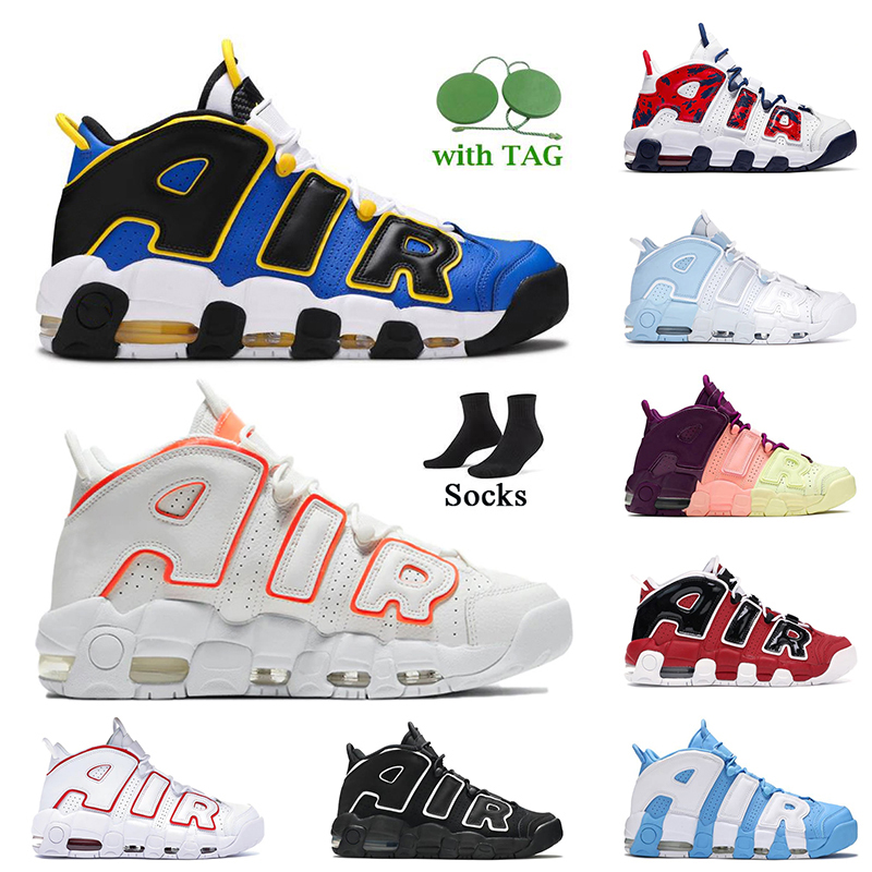 

Original More Uptempo Sneakers Scottie Pippen Basketball Shoes Women Mens Trainers Black Bulls Hoops Pack White Varsity Red Off Chrome Unive