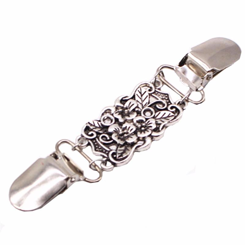

Pins, Brooches Women Vintage Antique Flower Sweater Cardigan Clips Leaf Filigree Cinch For Shawl Scarf Dress Clip Clothes Decoration, Gray