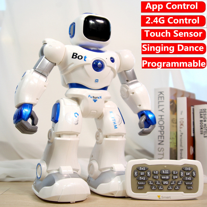 

APP & 2.4G Control Smart RC Robot Programming Demo Walking Glide Touch Sensing Voice Recording Singing Dance Mutil-Function Toys, White