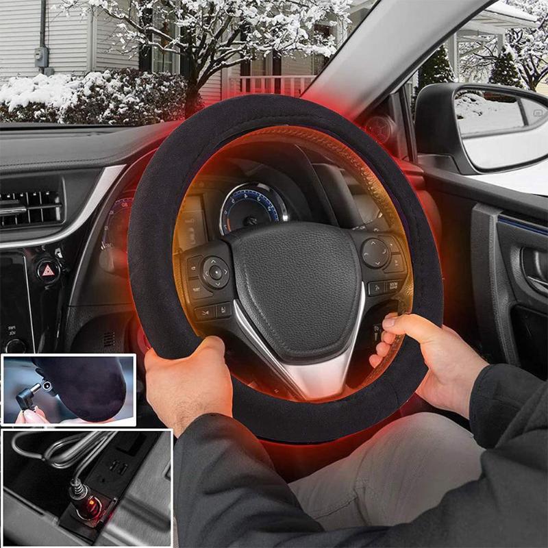 

Steering Wheel Covers 12V Universal Heater 38cm Car Cover Winter Warm Comfortable Heated Heating