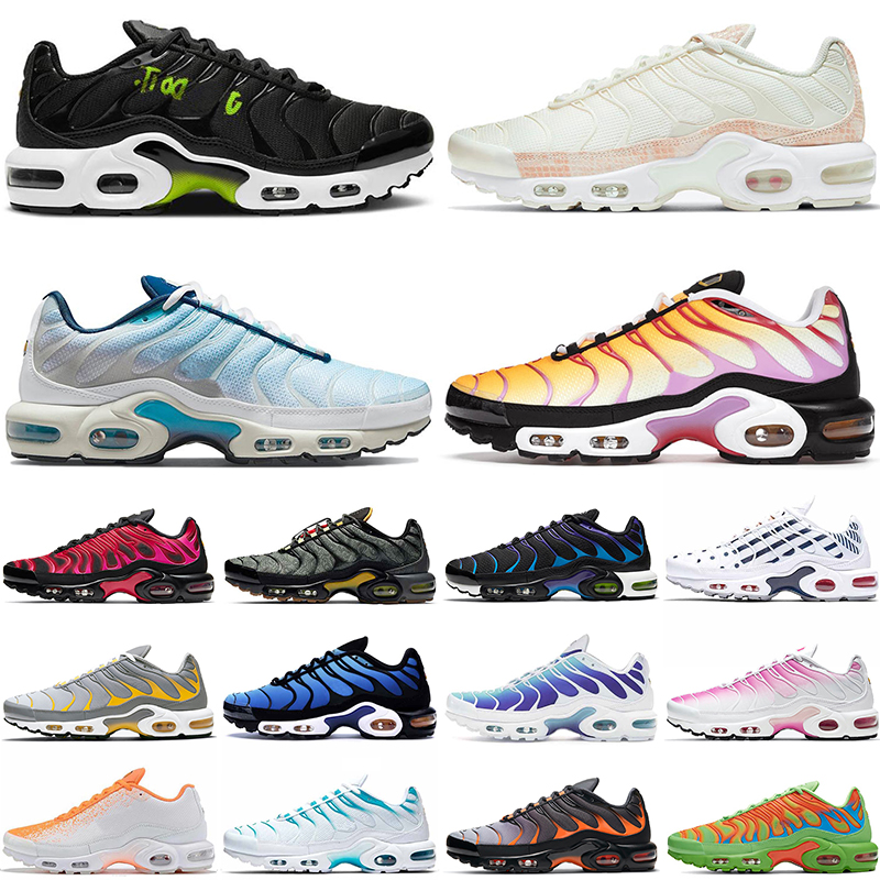 

2021 Top Fashion Mens Womens Running Shoes Airmaxs PLUS TN Sherbert Psychic Pink Fade Blue Fury University Red Kiss My Airs Oreo Trainers Sneakers Big Size 12, #b1 sherbert 40-46