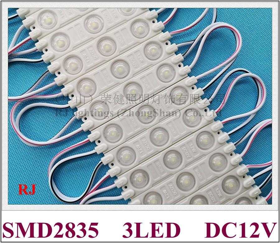 

Injection Super LED Module Light DC12V 60mm*13mm*4mm SMD 2835 3 1.2W 140lm Aluminum PCB With Wide Angle Lens IP65 Modules