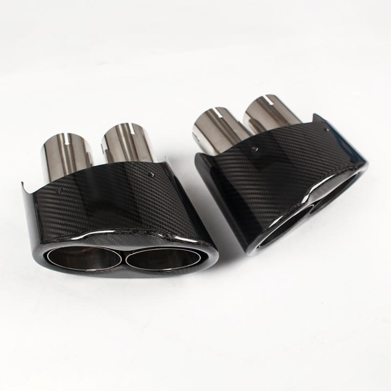 

Manifold & Parts Dual Carbon Fiber Exhaust Tips Glossy Clamp Stainless Steel Style Double Pipes The Left And Right