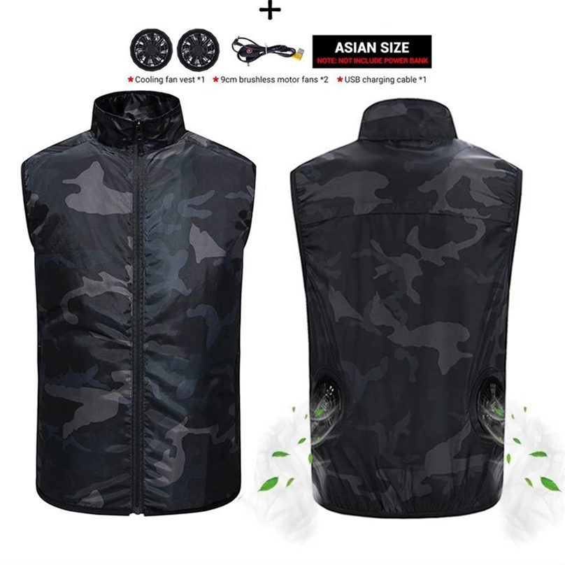 

Aiwetin Summer Cooling Fan Vest USB Smart Charging Clothing Men Women Outdoors Sunscreen Skin Jacket Breathable Cool suit 211111, Usb fan