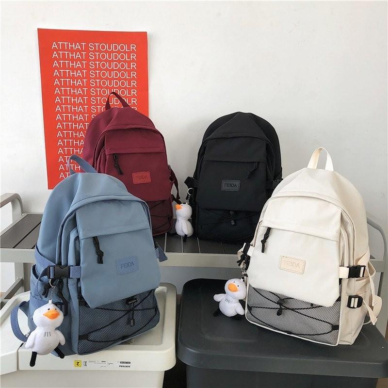 

Backpack Fashion Solid Color Women Cute College Large School Bags For Teenager Girls Mochilas