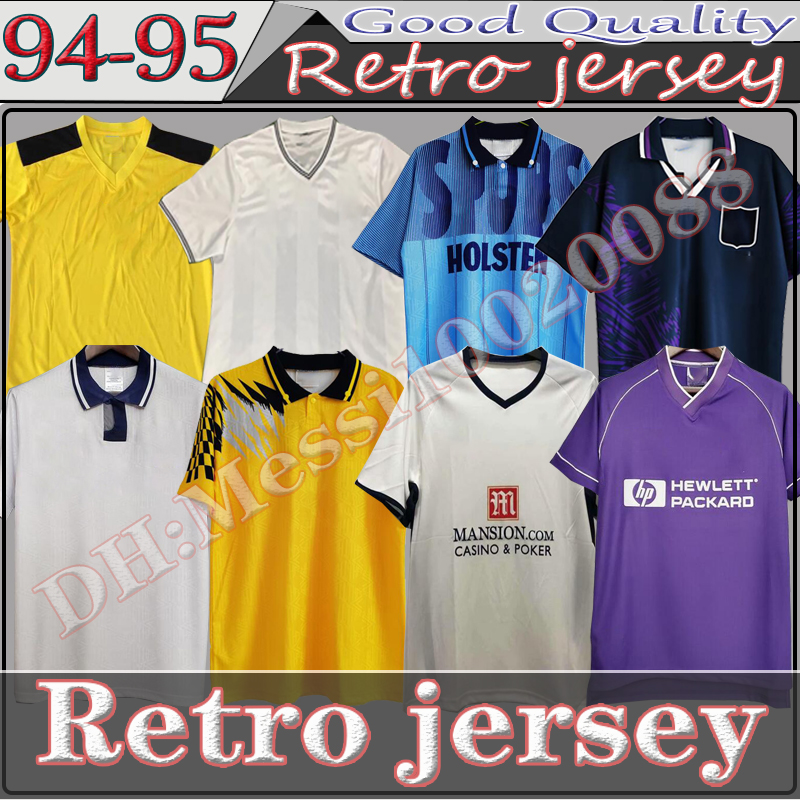 

1992 1994 SPURS Retro Soccer Jersey Ferdinand Ginola Klinsmann 91 93 98 99 08 09 Sheringham ANDERTON Armstrong Sherwood Vega classic, Black;yellow