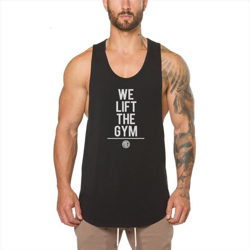 

brand mens bodybuilding tank gyms fitness sleeveless shirt male cotton clothing fashion singlet vest undershirt, White;black