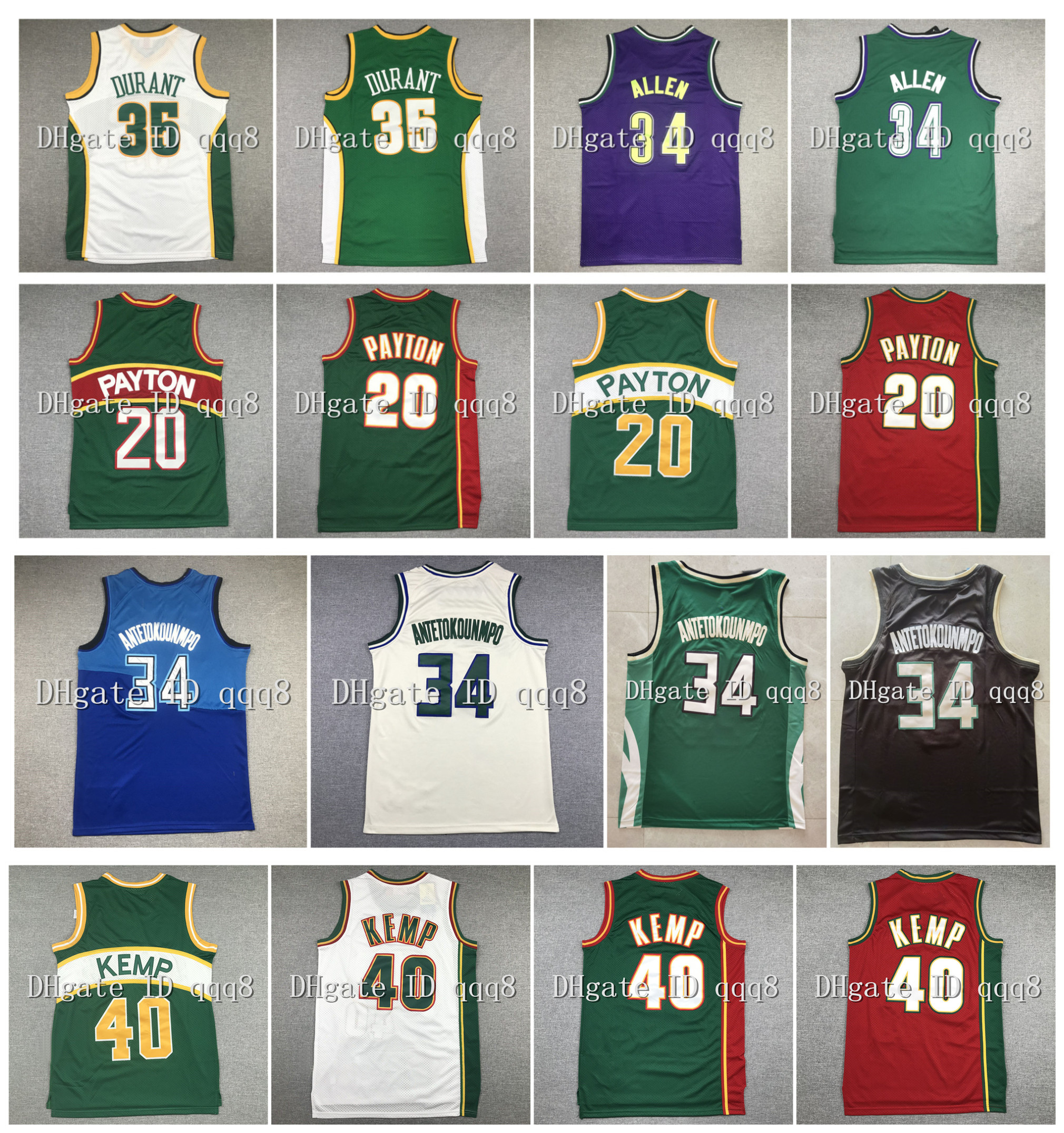 

Top Quality ! Retro Sonic Kevin 35 Durant Jersey Buck Giannis 34 Antetokounmpo 20 Gary Payton Shawn 40 Kemp Dennis Ray 34 Allen College Basketball Jerseys, As pic