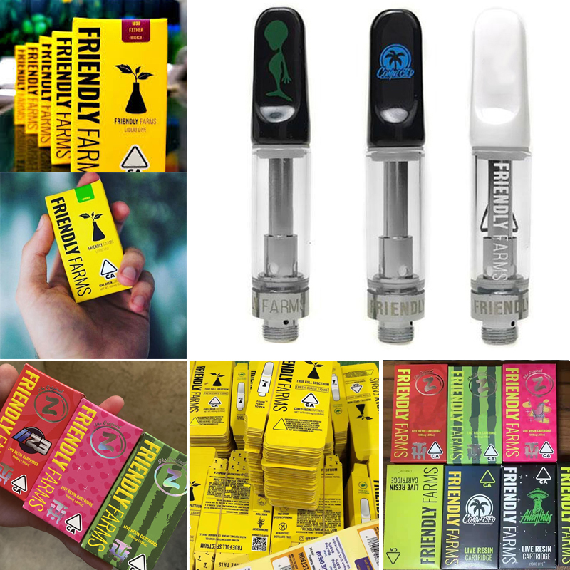 

Friendly Farms Live Resin Atomizers FF Ceramic Cartridge With Packages Plastic Tubes Lables 0.8ml 1.0ml 510 Thread Glass Vape Carts