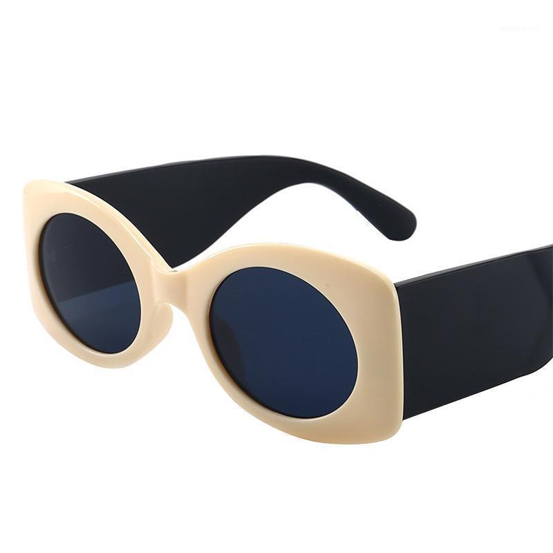 

Sunglasses Fashion Oval Women Vintage Round Design Ladies Female Male Metal Frame Ocean Color Mirror