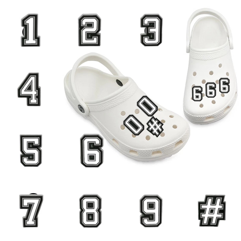 

Croc Charms Accessories DIY Handmade Wristbands Clog Shoes White A-Z Letters 0-9 Numbers PVC Shoe Charm for Women