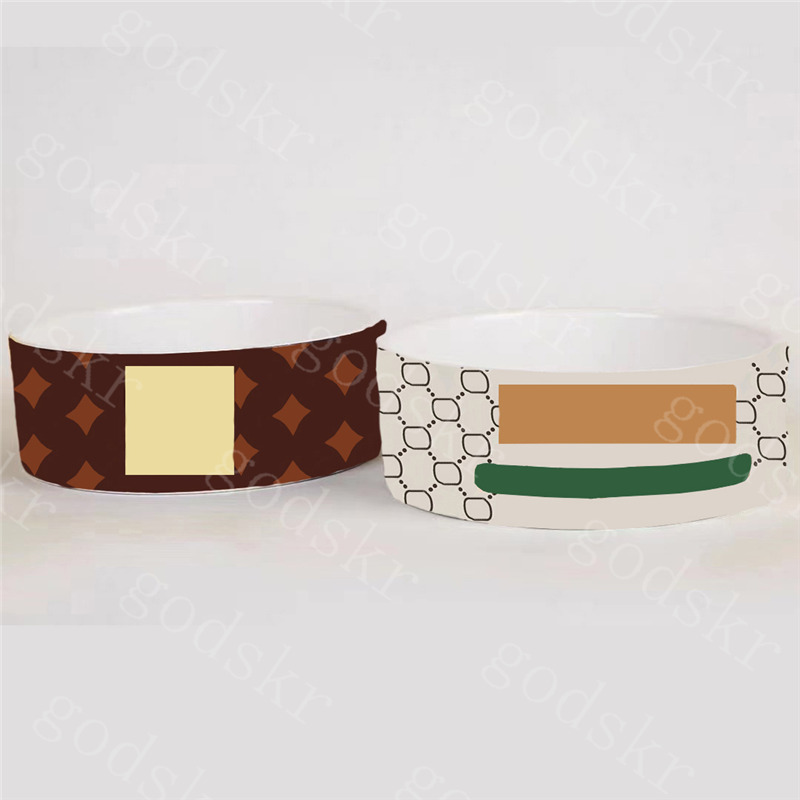 

Designers Pet Dog Bowls Supplies Letter Print Pets Ceramic Bowl High Quality Bulldog Dogs Feeders Two Colors