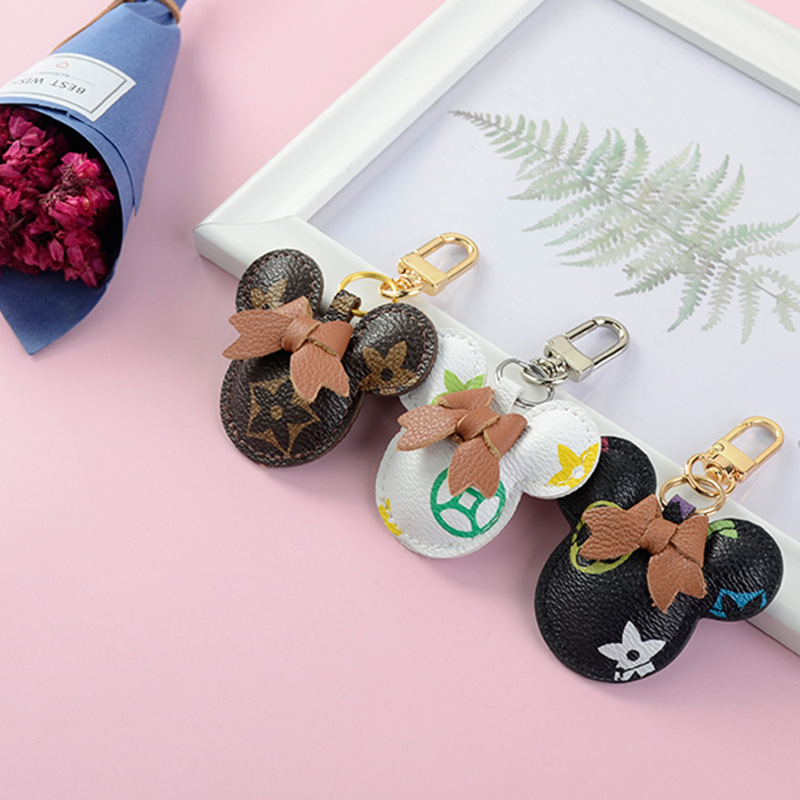 

Mouse Design Car Keychain Flower Bag Pendant Charm Jewelry Keyring Holder for Women Men Gift Fashion PU Leather Animal Key Chain